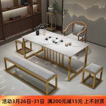 Light Lavish Rockboard Tea Table And Chairs Combine Modern Iron Art Storefront Bubble Tea Table Office Kung Fu Tea Table Tea Set Integrated