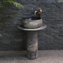Outdoor wash basin balcony column basin retro ceramic column washbasin floor type outdoor courtyard sink