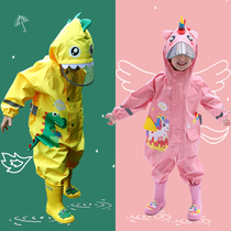Childrens raincoat childrens conjoined set Boys dinosaur waterproof whole body baby poncho primary school girl kindergarten