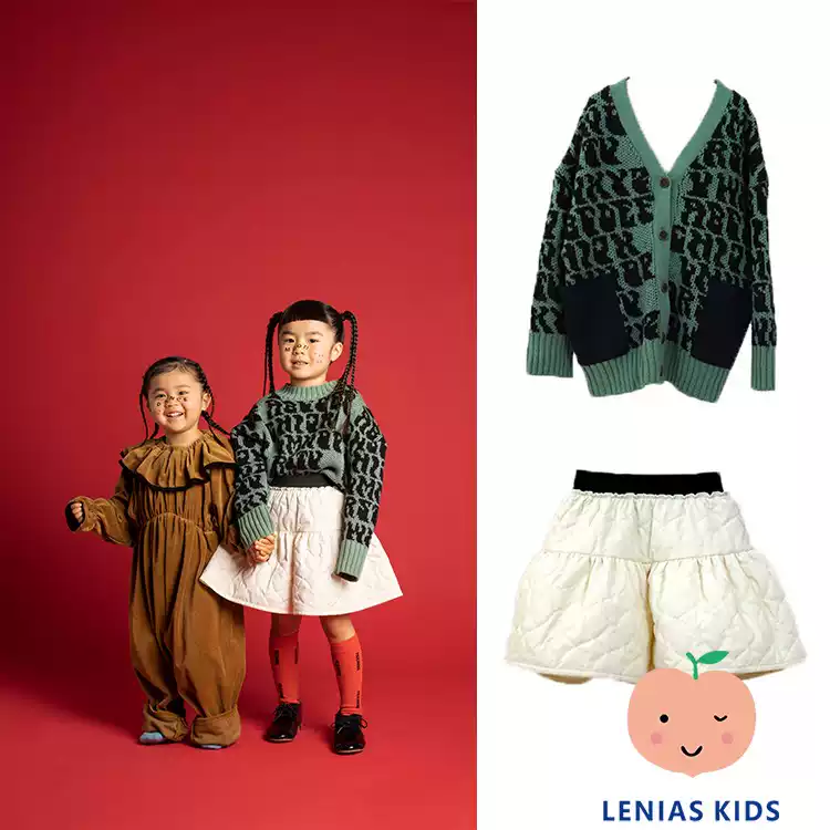 lenias LN家日本folk made22AW儿童针织开衫+白色厚款裙裤