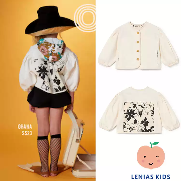 Lenias LN家 LCF 23SS春夏儿童白色复古印花短款外套