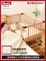 Crib solid wood baby bed removable splicing bed with roller newborn bbbed game bed
