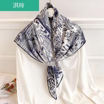90x90cm Twill silk large scarf Silk scarf Womens summer wild shawl spring and Autumn thin square scarf