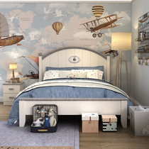 Simple childrens full Wood Boy single 1 5 meters teen bed 1 2 m boys Nordic boys bed