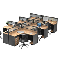 Guangzhou Office Furniture Staff Desk Chair 4 Persons 6 People Position Screen Work Position Employee Computer Desk Four-seat