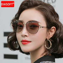Sunglasses Woman 2022 New Fashion Summer Big Face Slim Metal Polarized Glasses Anti-UV Sunglasses Female Tide
