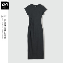 y6y French niche design haute couture dress 2022 new style waist thin mid-length skirt womens autumn