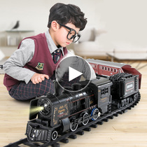 Simulation high-speed rail childrens electric train set track retro steam train model educational toy boy