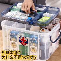 Medicine box family multi-layer household first aid storage box small medicine box medicine box portable transparent large storage box