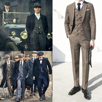 Blood gangster razor party suit mens suit Shelby suit tweed groom wedding retro same three pieces