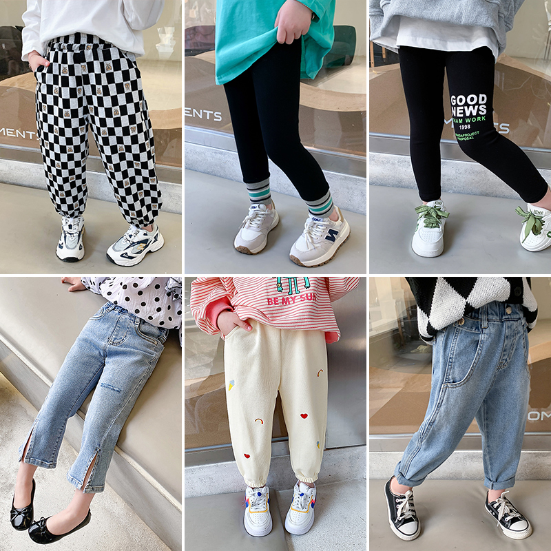 Welfare Girls' 2023 Spring and Autumn New Pants Korean Version Foreign Children's Wear Baby Casual Sports Pants Pants