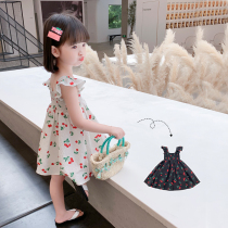  Girls suspender dress 2021 summer new female baby Western style net red sundress princess skirt western style skirt