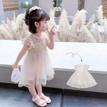  Girls princess dress Summer clothes Childrens summer net red childrens clothing Korean version of foreign style baby dress girl lace skirt