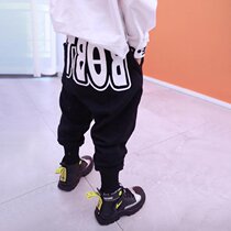 Boy Clothing Boy Casual Pants 2022 Spring Dress New Foreign Air Children Han Edition Loose CUHK Child Plus Velvet Sports Pants Tide
