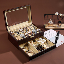 European double-layer watch storage box ring earrings jewelry box large-capacity watch box hand string box watch display rack