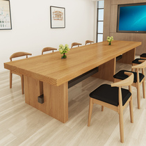 Solid Wood Meeting Table Big Long Table Creative Office Table And Chairs 8 People Position Log Strip Table Personality Designer Bench