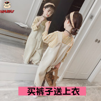 Girl 2022 New Spring Loaded Back With Pants Children Dress CUHK Child Foreign Air Korean Version Pants Spring Autumn Loose Suit Summer