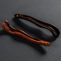 Kun De rosewood ebony tea clip carved auspicious cloud clip kung fu tea set tweezers home tea ceremony accessories