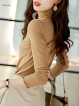 2021 autumn winter warm heat storage base shirt soft waxy high bomb heat storage round neck half high collar base shirt T-shirt women