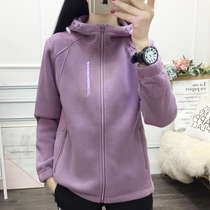 Outdoor fleece womens suit Spring and Autumn Winter thickened warm hooded sweater fleece mountaineering cardigan jacket