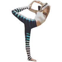 Growing caterpillar yoga pants Woman striped tall prince Wen same high waist and upper hips wear tight fitness pants