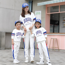 Parent-Child Costume spring and autumn outfit a family of three four foreign-mouthed long-sleeved sweater mother and child loose leisure sports suit