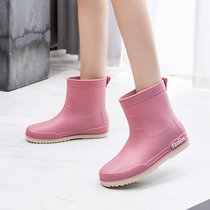European and American fashion rain shoes womens short tube plus cotton rain boots waterproof non-slip middle barrel car wash kitchen wear-resistant work shoes rubber shoes
