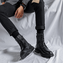  2021 summer Martin boots British high-top mens boots middle-top leather shoes ins tooling mens Korean version of trendy booties