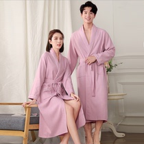 Spring and autumn and summer Waffle bathrobe Hotel couple nightgown Mens and womens large size absorbent bathrobe Beauty salon sweat steaming suit