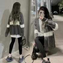 Pregnant women winter set out fashion spring and autumn Net red knitted sweater cardigan loose casual personality top