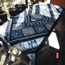Yunnan Zdyeing Table Cloth Fabric Blue Dye Rectangular Table Tea Table table Butian Garden Wind high-end Ethnic Handicraft