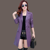 2021 autumn and winter New Haining leather leather womens medium length thick Korean version of slim style Foreign wind coat fur coat