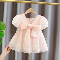 2021 summer new girls mesh dress summer swimsuit female baby princess dress childrens flower skirt
