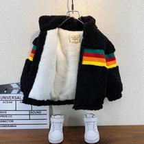 Autumn Winter New Products ~ Winter Clothing Lamb Wool Boy Garnter Coat Autumn Winter Ocean Air Tide Baby Small Children Thickened Cotton Clothing 