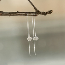 925 Silver Leaf leaves Earthy Daughters Lukewarm Wind Minimalist South Korea Temperament Net Red Earbuds-in-the-Ears Thread
