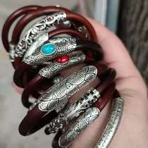 Tibetan natural handmade jewelry chicken blood vine bracelet Tibetan silver mens and womens bracelet