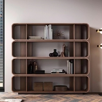 Italian bookshelf modern minimalist living room decoration cabinet Nordic bookcase display walnut wooden bookcase