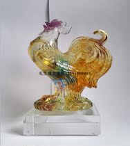 Golden Rooster Annunciation Ornaments Ancient Method Glass Rooster Beautiful Appreciation Art Home Wine Cabinet Decoration Geely Send Friends