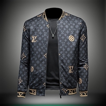 European station men's 2022 spring baseball collar thin jacket printing light luxury slim coat fashion brand men's clothing