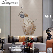 (Actually good item)Ai is seamless wall cloth Peacock independent single embroidered wall cloth living room D90215S-01