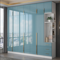 Light luxury minimalist high light UV wardrobe Modern simple wooden household bedroom cabinet assembly five six eight-door large wardrobe