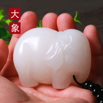 Natural Xinjiang white jade Elephant handle pieces Sheep fat jade Afghan Jade Rich auspicious jade play pieces hand play pieces