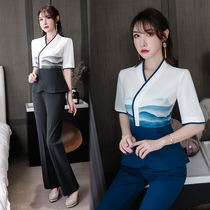 Chinese style landscape painting new trousers suit Reflexology technician work clothes Hotel beauty clothes SPA health work clothes