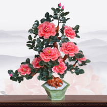 Natural jade stone Big 8 peony flower bonsai living room flower frame jade decoration home decoration creative gift