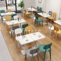 Simple milk tea dessert shop table fried chicken burger chair fast dining table canteen stool noodle restaurant snack table and chair combination