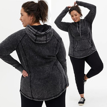 2089 Europe and the United States fat MM extra large size 95% cotton dark gray sand wash hooded sports sweater 200 300 400 pounds