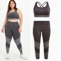 2213 European American single fat MM extra size gray soft waxy fitness yoga fitness pants sports top 200300400