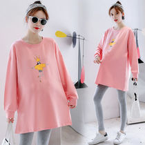 Pregnancy Woman Dress Autumn Clothing Spring Autumn Style Fashion Suit Loose Clothing 2021 Pure Cotton Beating Undershirt Autumn Net Red Sweater