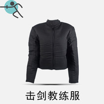Fencing coach protective suit Black thickened mens and womens long-sleeved stretch fabric spectator guide protective top equipment
