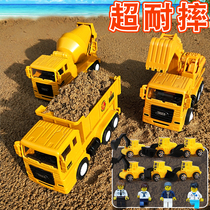 Fall-resistant Inertial Engineering vehicle childrens toy excavator simulation excavator excavator dump truck mixer truck hook machine model